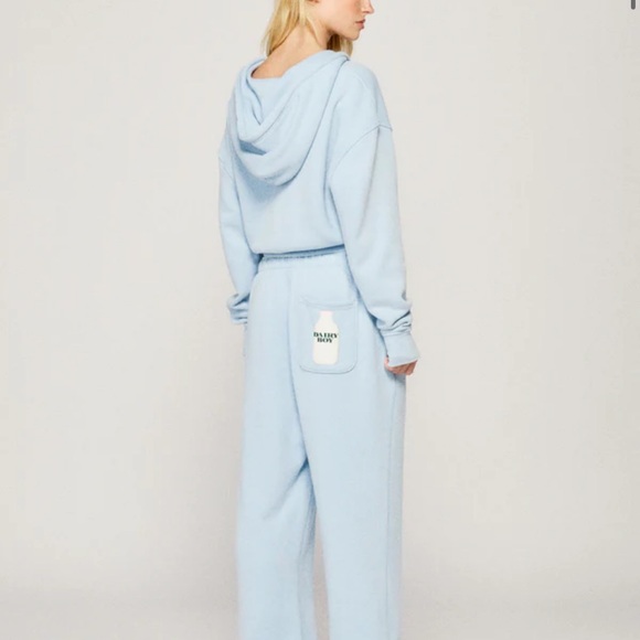 NWT Dairy Boy Milk Bottle sweatpants in Icy Blue